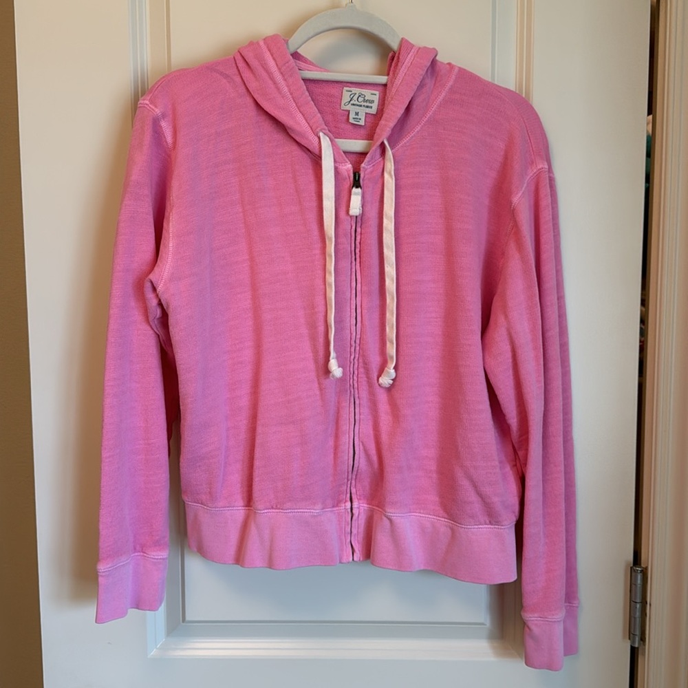 J. Crew Vintage Fleece Bubblegum Pink Zip-Up - Picture 2 of 6